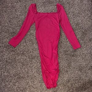 Elegant Pink Long Sleeve Dress